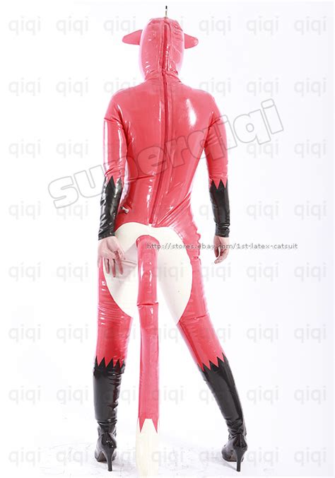 Latexrubber 045mm Inflatable Fox Catsuit Zentai Suit Bodysuit