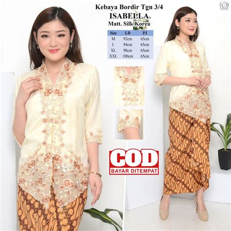 Jual Atasan Kebaya Bordir Modern Mewah Lengan Warna Cream Kebaya