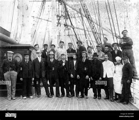 Crew Of British Sailing Vessel General Roberts On Deck Washington Ca