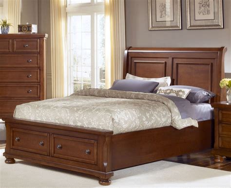 Reflections Medium Cherry Queen Sleigh Storage Bed From Vaughn Bassett