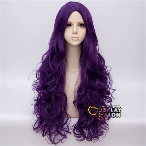 80cm Dark Purple Long Curly Hair Lolita Women Daily Anime
