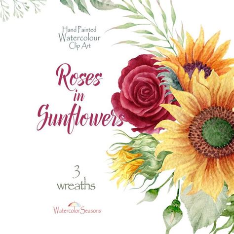 Red Roses And Sunflowers Clip Art
