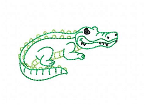 Swimming Alligator Crocodile Machine Embroidery Design Swamp River