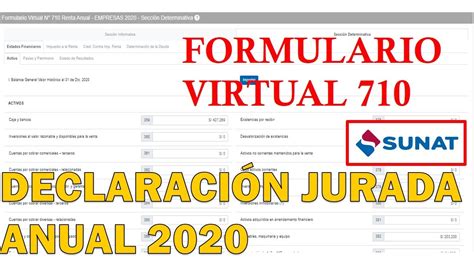 Declaraci N Jurada Anual Formulario Virtual Sunat Youtube
