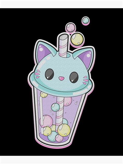 Bubbletea Cat Boba Anime Kawaii Cat Boba Tea Poster For Sale By