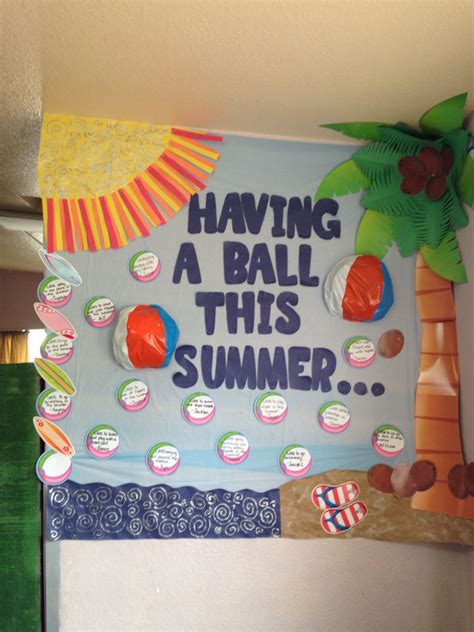 Summer Bulletin Board Each Beach Ball Has What Each Child Likes To Do