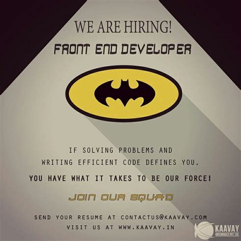 Quantify the bullet points on your resume applying for front end developer positions can be incredibly stressful and demoralizing. Kaavay is on the lookout for a front-end developer who is ...