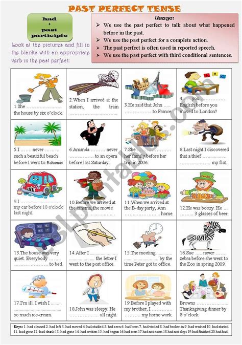 Past Perfect Tense Esl Worksheet By Abut D