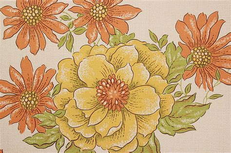 1970s Vintage Yellow And Orange Flowers Rosies Vintage Flowers From