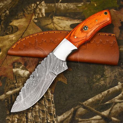 Damascus Bushcraft Knife With Sheath Fixed Blade Bush Knife Etsy