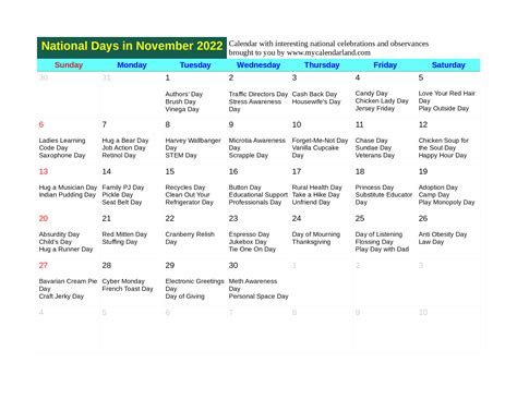 November 2023 Calendar My Calendar Land