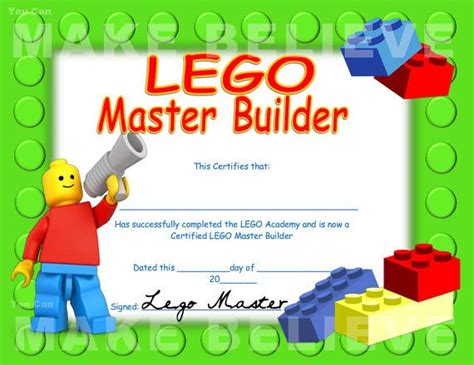 Printable and customized lego master builder certificate. LEGO Party Certificate | Party - Lego | Pinterest | Lego ...