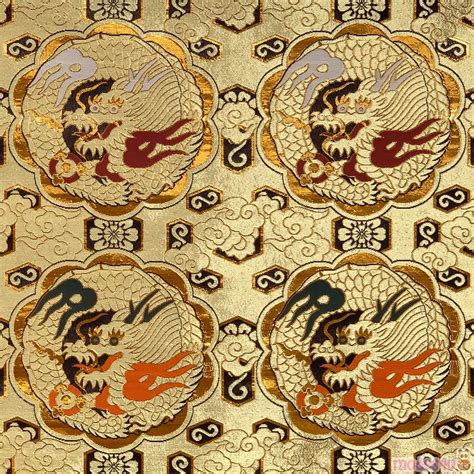 remnant 23 x 70 cm golden kimono fabric from japan dragon dark red ornamental brocade modes4u