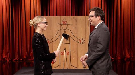 Jennifer Lawrence Challenges Jimmy To An Axe Throwing Contest
