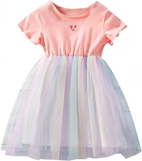 Dcohmch Toddler Kid Baby Girls Short Sleeve Dress Colorful Tulle Tutu