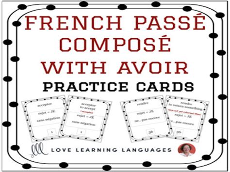 french passé composé with avoir regular verbs 75 practice cards teaching resources