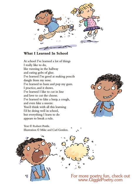 What I Learned In School A Poem By Robert Pottle Kids Poems Funny