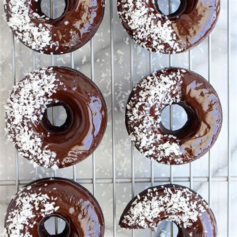 Double Chocolate Baked Doughnuts With Shredded Coconut By