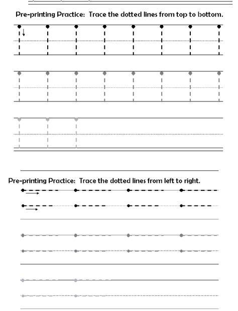 Preprinting Lines Vertical And Horizontal Tracing Worksheets Free