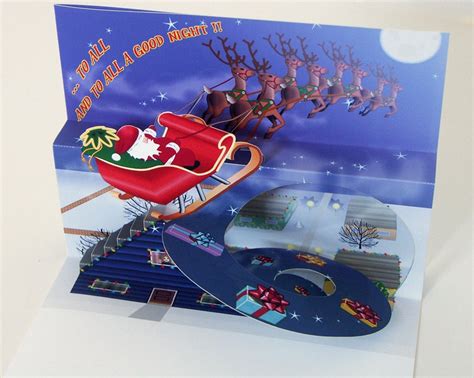 Pop Up Santa Christmas Card 3d Red Sleigh And Reindeer Etsy