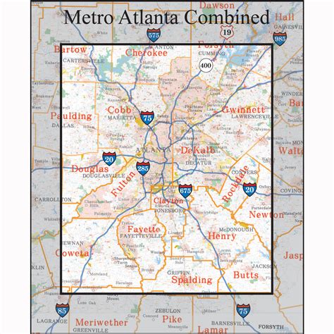 Jp Metro Atlanta Zip Code Wall Map Laminated 2020 Map