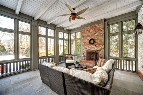 Enclosed Porch With Fireplace Porch Ideas Pinterest