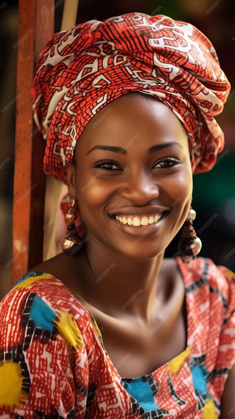 Счастливая африканская женщина с улыбкой генеративный ии Премиум Фото