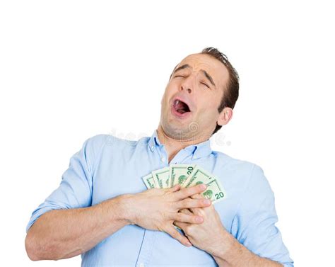 Happy Man Holding Cash Stock Image Image Of Lucky Guarantee 37955601