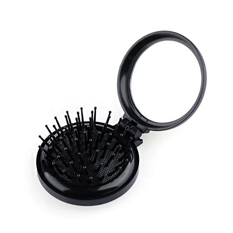 1 Pcs Folding Hair Brush With Mirror Compact Pocket Size Travel Comb Cosmetic Mirror Scalp