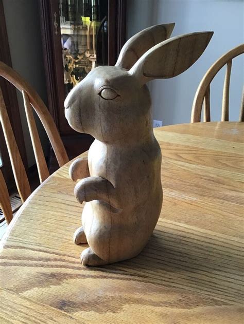 Vintage Hand Carved Wood Rabbit Folk Art In 2020 Hand Carved Wood