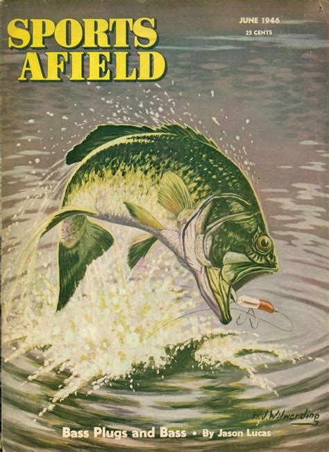 Vintage Sports Afield Magazine June 1946 With Largemouth Bass Illustration On The Cover