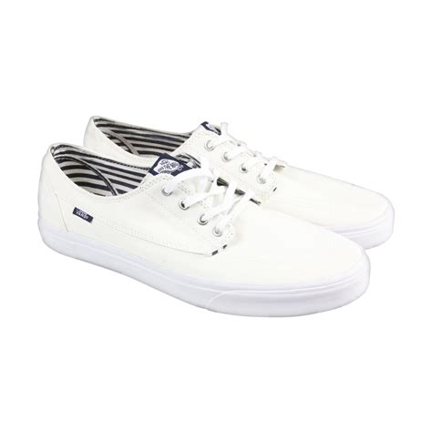 Vans Brigata Mens White Canvas Lace Up Sneakers Shoes