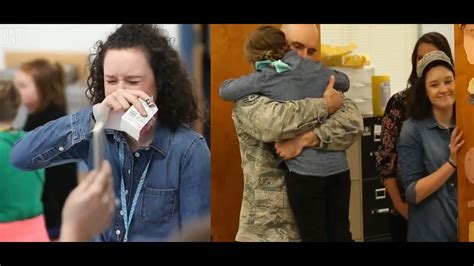 soldiers coming home military dad surprises daughters at school youtube