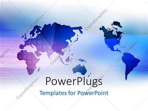 Powerpoint Template Blue World Map On White Background 31796