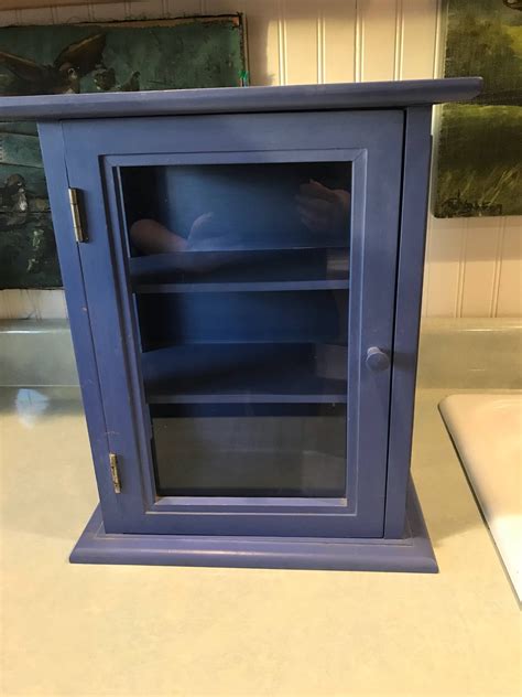 Vintage Blue Potterybarn Curio Cabinet Hang Or Stand Alone Etsy