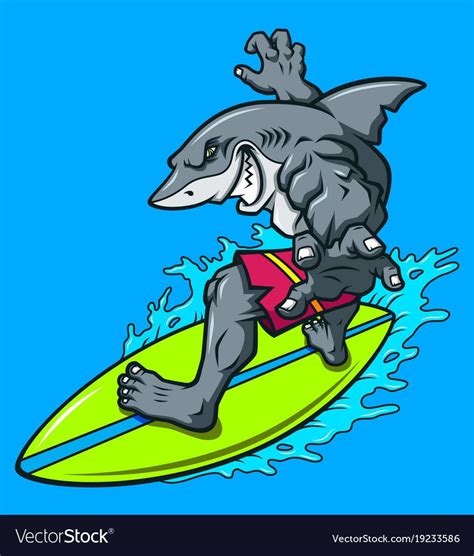Vector Cartoon Surfing Shark Download A Free Preview Or High Quality