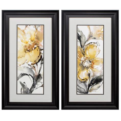 Charlton Home Golden Flower 2 Piece Framed Print Set Reviews Wayfair