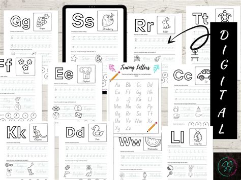 Learning To Write Tracing Letters A4 Pdf Printable School Etsy