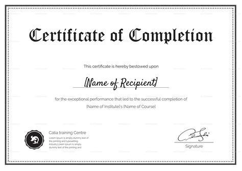 Blank Completion Certificate Design Template In Psd Word