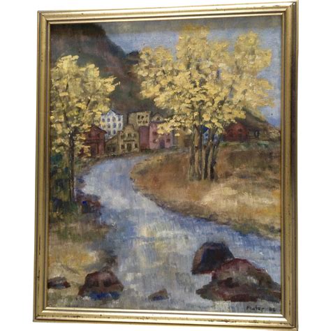 Flater Autumn Stream In The Fall Oil Painting On Canvas 1966 Oil