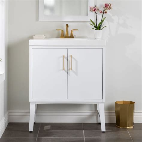 Diamond Now Ensley 30 In White Single Sink Bathroom Vanity With White Cultured Marble Top Lowes