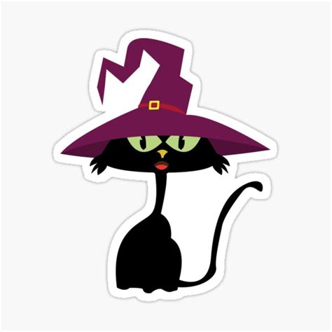 Cat Wearing Witchs Hat Cool Kitty Ghosty Animal Halloween T For