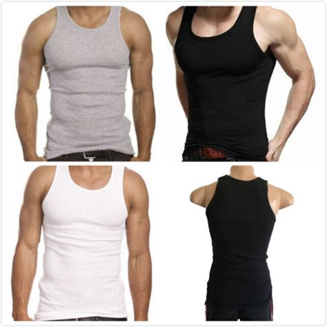 New Packs Mens Cotton Tank Top A Shirt Undershirt Ribbed Black