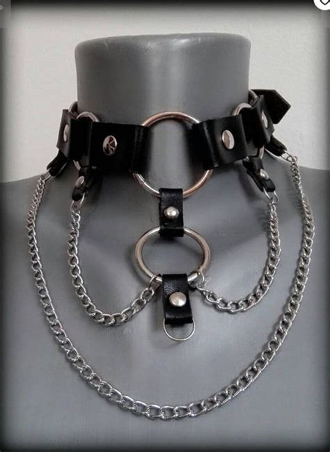 Leather Neck Collar Necklace Bdsm Fetish Wear Bondage Gear Etsy