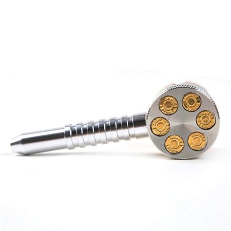2 uses bullet shape revolver pipe weed grinder six shooter pipe 11cm smoking tobacco pipe herb