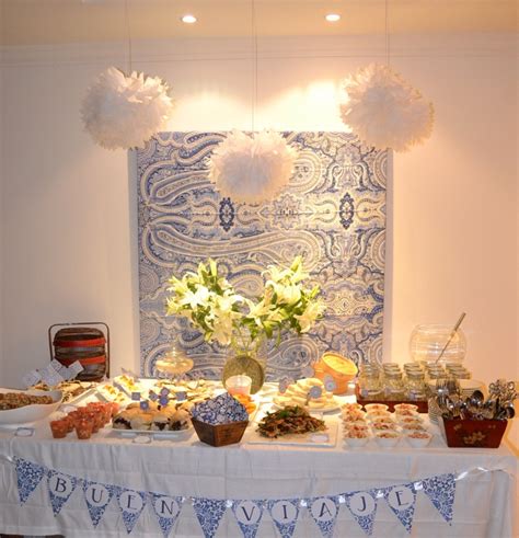 Blue And White Chintz Farewell Party Table Decorations Decor Farewell