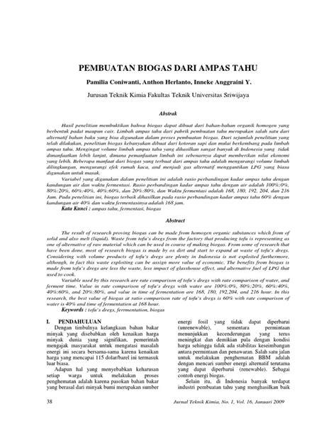 PDF Pembuatan Biogas Dari Limbah Ampas Tahu DOKUMEN TIPS