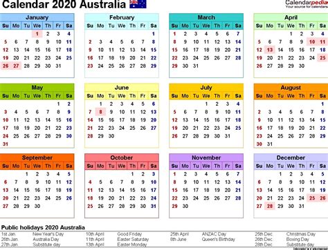 2020 And 2020 Calendar Printable Australia Qualads