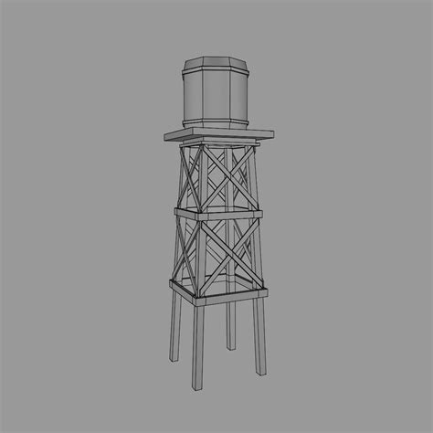 Wooden Water Tower 3d Model