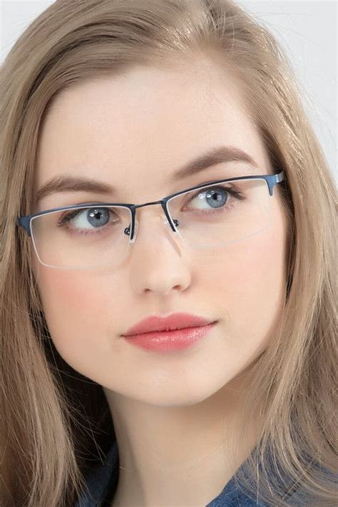 Image Result For Blonde Model Wearing Semi Rimless Eyeglasses In Navy Glasses Fashion Women